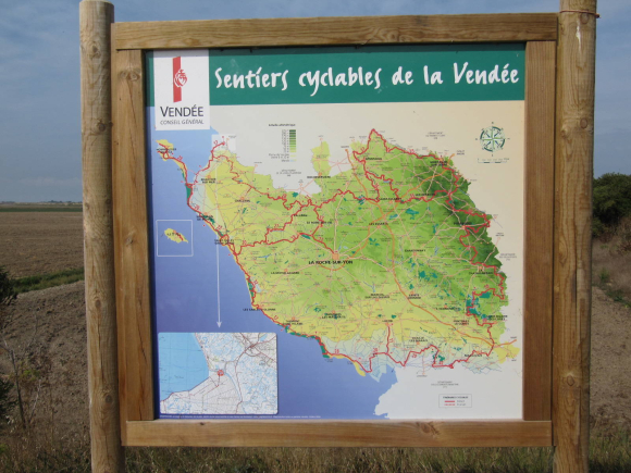 Carte des sentiers cyclables de la Vendée